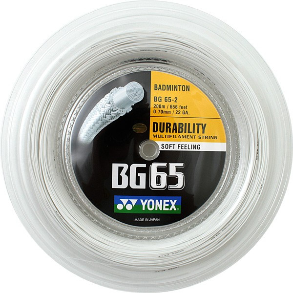 100% Genuine White YONEX BG65 200 M Coil BG65-2 Badminton String 